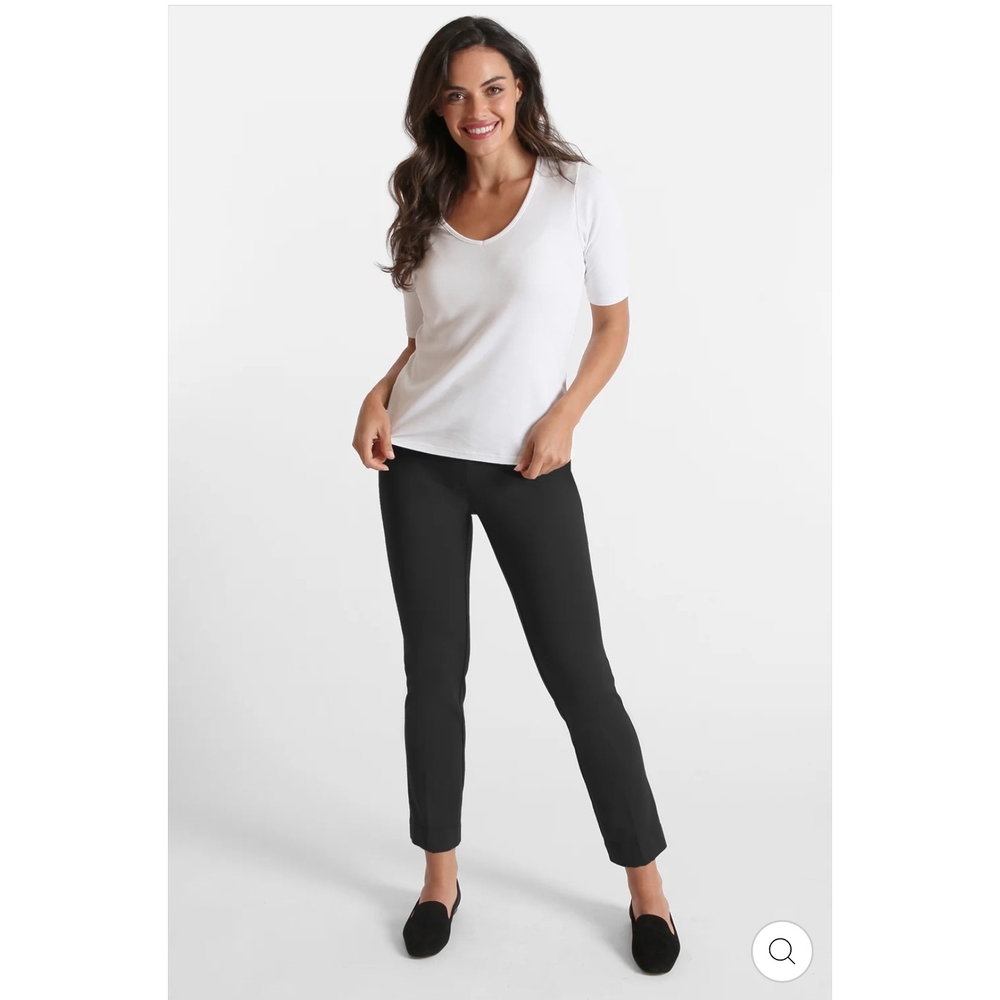 Peace of Cloth Black Kaylee Paramount Ponte Knit Zip Front Ankle Pants Size 8
